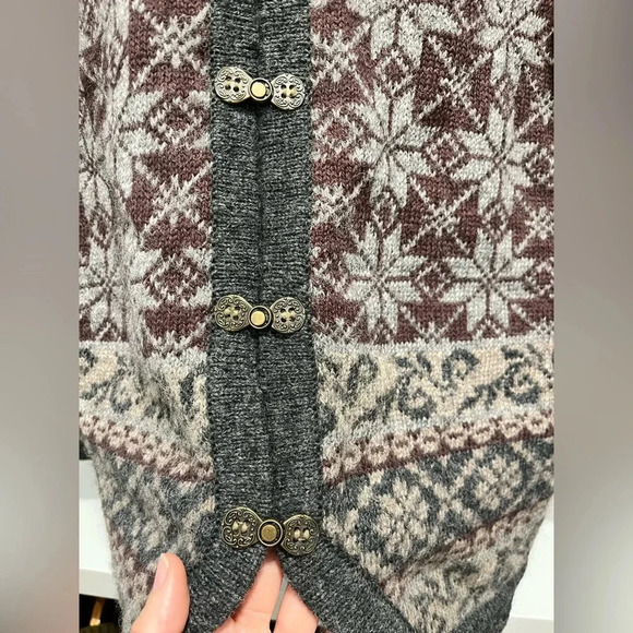 Vintage H&M WOMAN COLLECTION 100% Shetland Wool Nordic cardigan Large bradenburg - Picture 6 of 10